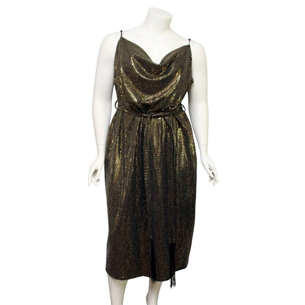 City Chic Gold Sequin Dress XL 22 Plus Size V-Neck Party Cocktail Glamorous